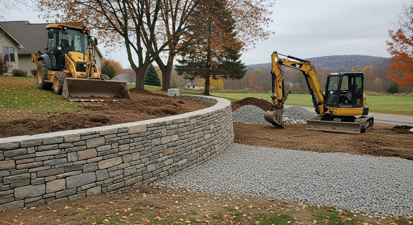 Completed retaining wall and landscaped outdoor living space